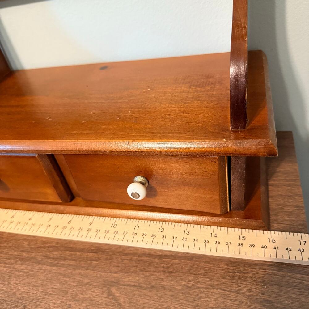 Vintage Wooden Cookbook Holder Stand Organizer 2 Drawers White Knobs - Picture 8 of 15